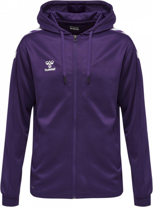 Hummel - Core Xk Poly Hoodie With Zipper - Purple Reign & bianco