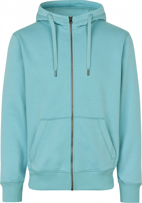 ID - Hoodie W. Zip  (Mens) - Støvet Aqua