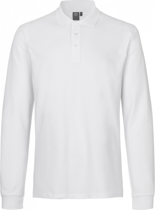 ID - Langærmet Poloshirt Stretch - Hvid