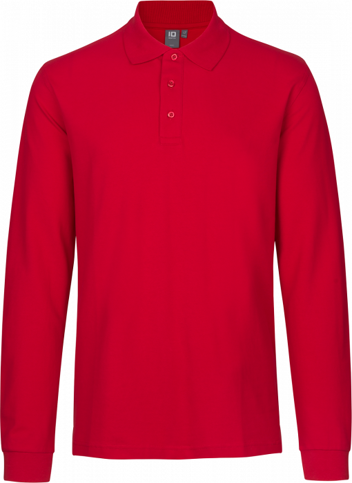 ID - Langærmet Poloshirt Stretch - Rød
