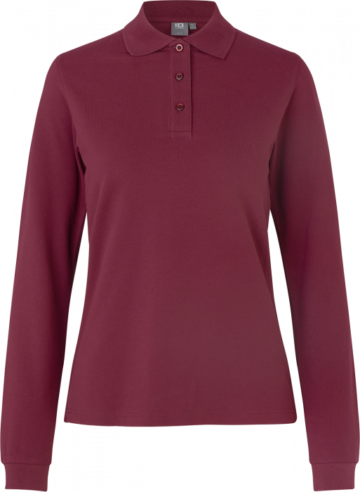 ID - Long-Sleeved Polo Shirt Stretch Woman - Bordeaux