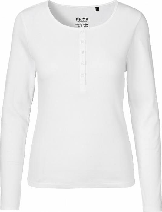 Neutral - Long Sleeve Granddad T-Shirt Ladies - White